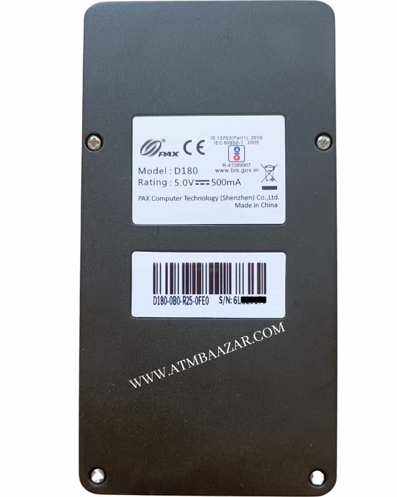 Back side photo of PAX D180 blank device