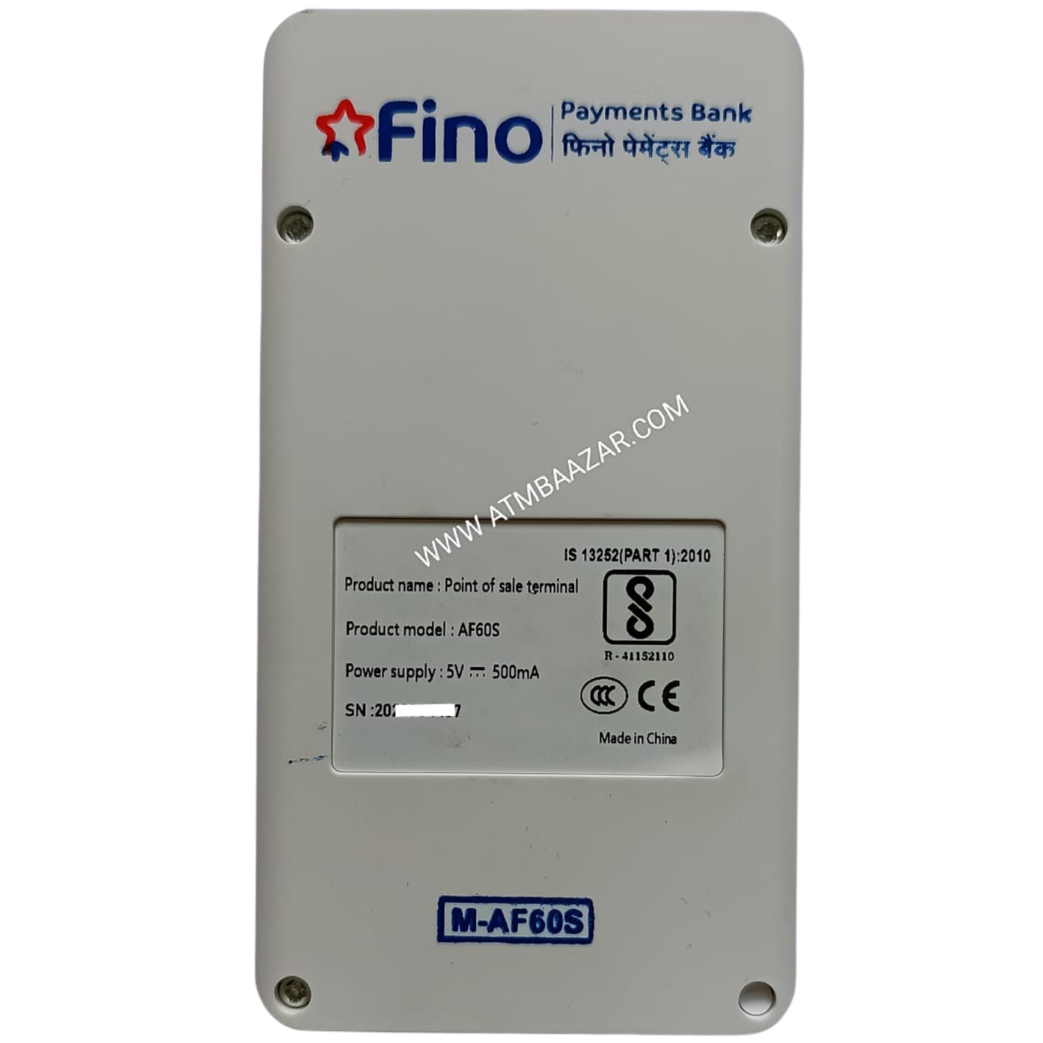 FINO Payments Bank mini atm machine white color back side