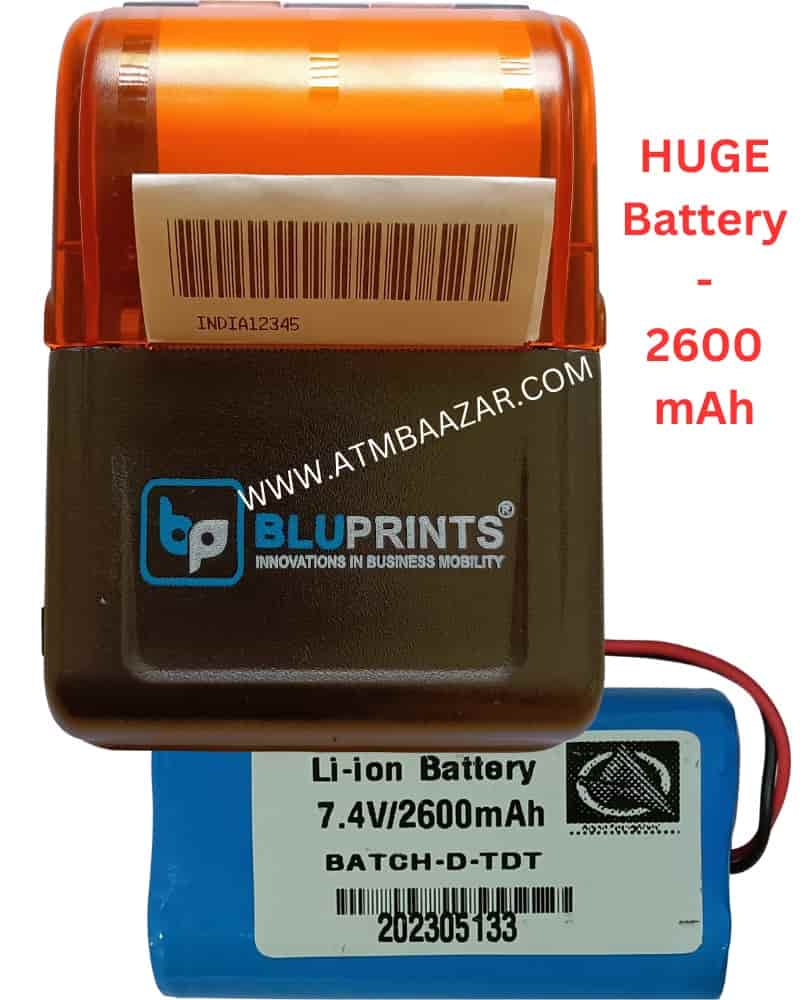 BluPrints Sampann 2-inch 58mm Bluetooth Thermal Printer with 1200mAh/2600mAh Battery
