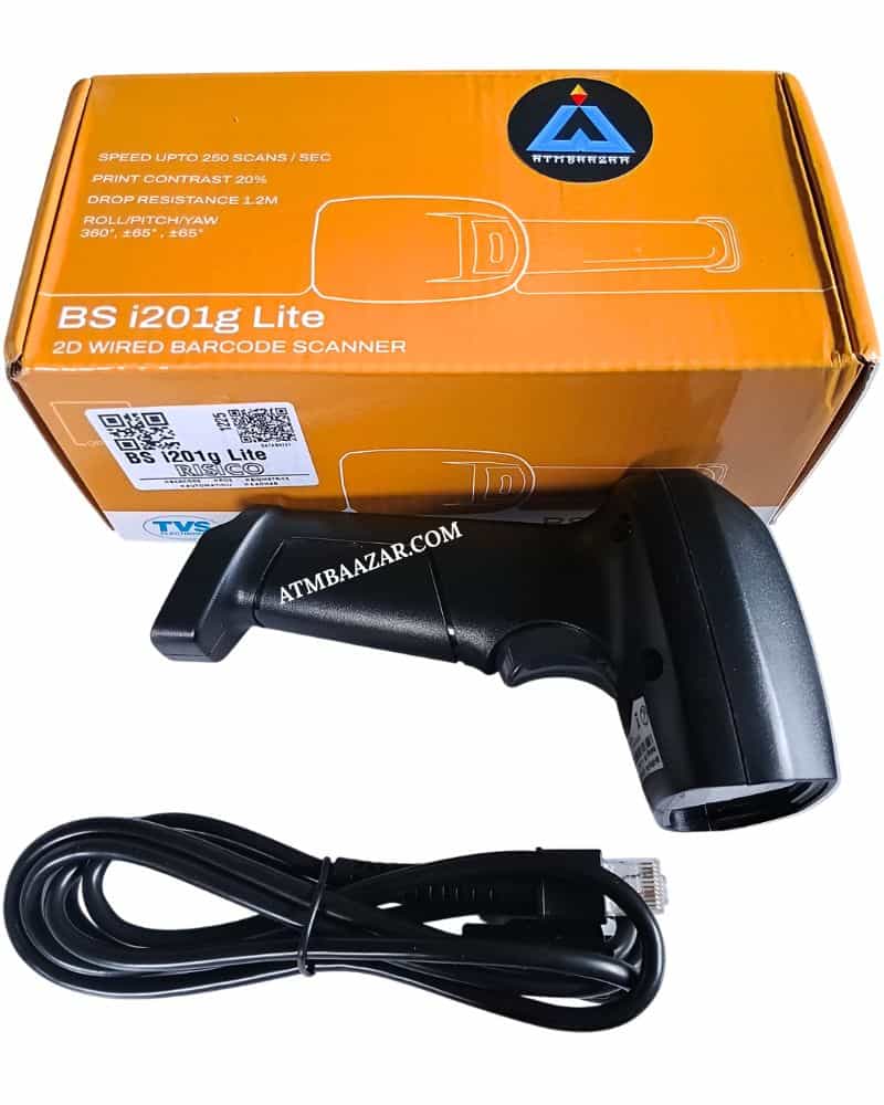 Side-view-of-the-TVS-BS-i201g-Lite-2D-Wired-Barcode-Scanner